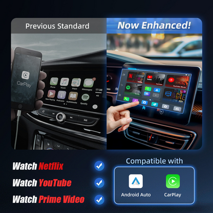 2025 Upgraded Play2Video Pro YouTube Netflix Prime video wireless CarPlay/Android Auto car box